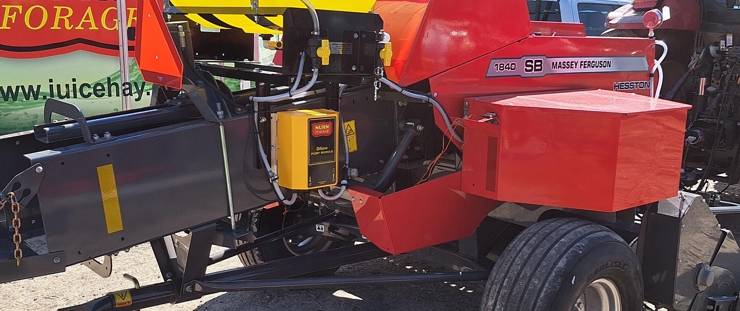 Dflow pump module applicator on an MF SB 1840 centre line baler